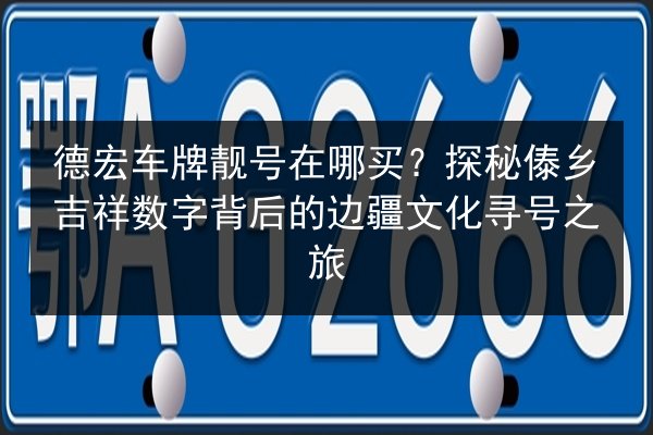 德宏车牌靓号在哪买？探秘傣乡吉祥数字背后的边疆文化寻号之旅 第1张
