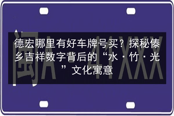德宏哪里有好车牌号买？探秘傣乡吉祥数字背后的“水·竹·光”文化寓意 第2张