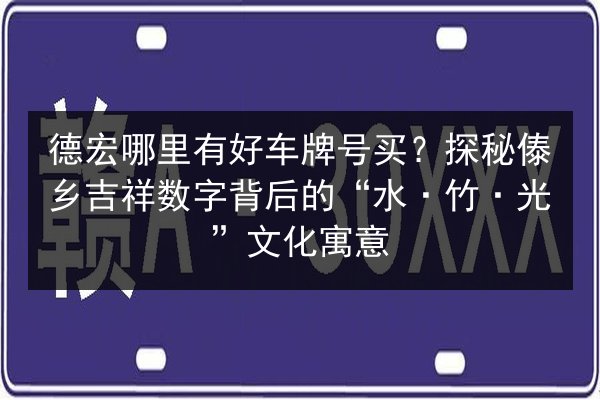 德宏哪里有好车牌号买？探秘傣乡吉祥数字背后的“水·竹·光”文化寓意 第3张