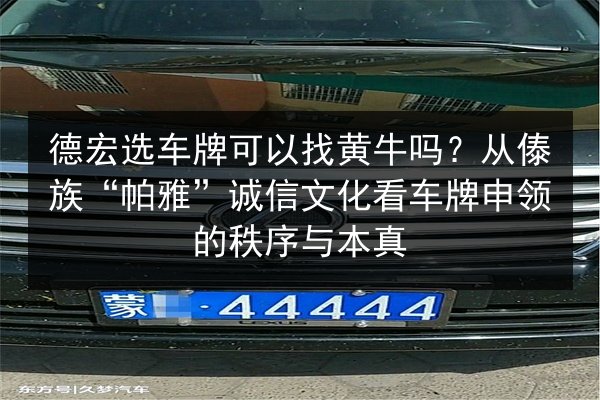 德宏选车牌可以找黄牛吗?从傣族“帕雅”诚信文化看车牌申领的秩序与本真 第1张 德宏选车牌可以找黄牛吗?从傣族“帕雅”诚信文化看车牌申领的秩序与本真 第1张