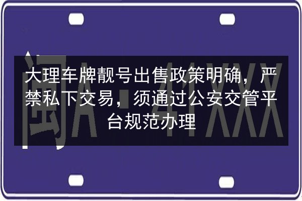 大理车牌靓号出售政策明确，严禁私下交易，须通过公安交管平台规范办理 第2张