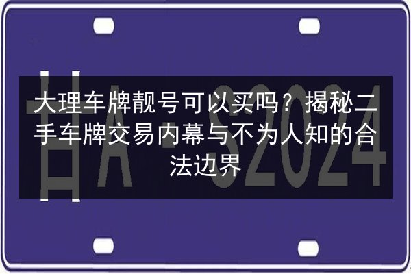大理车牌靓号可以买吗？揭秘二手车牌交易内幕与不为人知的合法边界 第3张