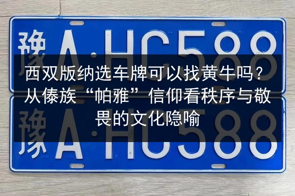 西双版纳选车牌可以找黄牛吗?从傣族“帕雅”信仰看秩序与敬畏的文化隐喻 第2张 西双版纳选车牌可以找黄牛吗?从傣族“帕雅”信仰看秩序与敬畏的文化隐喻 第2张