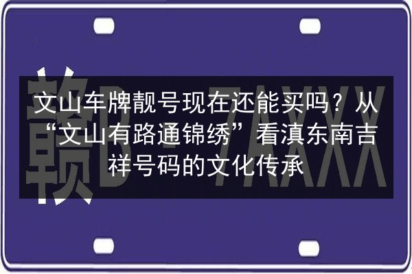 文山车牌靓号现在还能买吗？从“文山有路通锦绣”看滇东南吉祥号码的文化传承 第3张