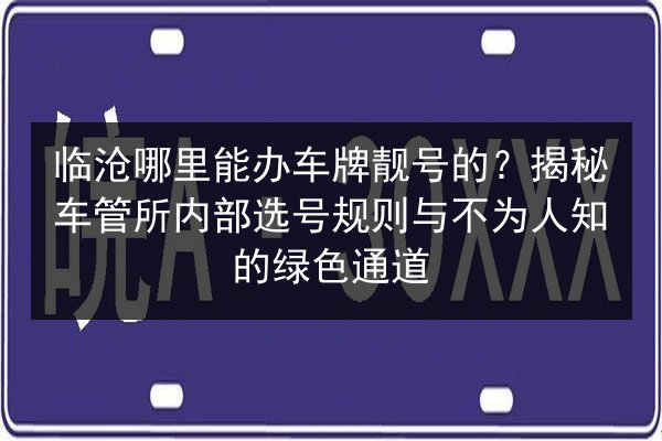 临沧哪里能办车牌靓号的？揭秘车管所内部选号规则与不为人知的绿色通道 第3张