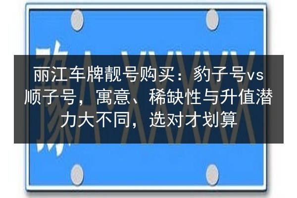 丽江车牌靓号购买:豹子号vs顺子号,寓意、稀缺性与升值潜力大不同,选对才划算 第2张 丽江车牌靓号购买:豹子号vs顺子号,寓意、稀缺性与升值潜力大不同,选对才划算 第2张