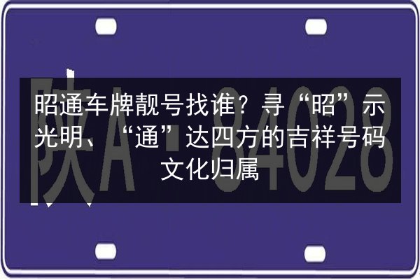 昭通车牌靓号找谁？寻“昭”示光明、“通”达四方的吉祥号码文化归属 第3张