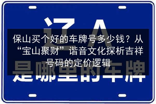 保山买个好的车牌号多少钱？从“宝山聚财”谐音文化探析吉祥号码的定价逻辑 第2张