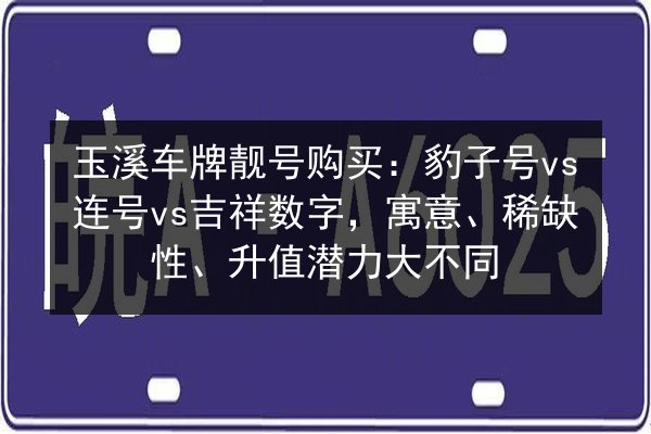 玉溪车牌靓号购买:豹子号vs连号vs吉祥数字,寓意、稀缺性、升值潜力大不同 第3张 玉溪车牌靓号购买:豹子号vs连号vs吉祥数字,寓意、稀缺性、升值潜力大不同 第3张