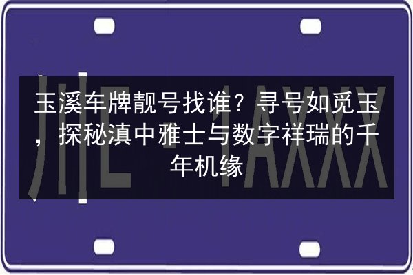 玉溪车牌靓号找谁？寻号如觅玉，探秘滇中雅士与数字祥瑞的千年机缘 第2张