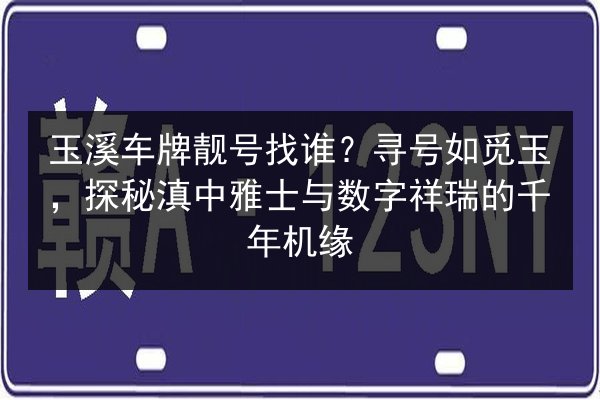 玉溪车牌靓号找谁？寻号如觅玉，探秘滇中雅士与数字祥瑞的千年机缘 第3张