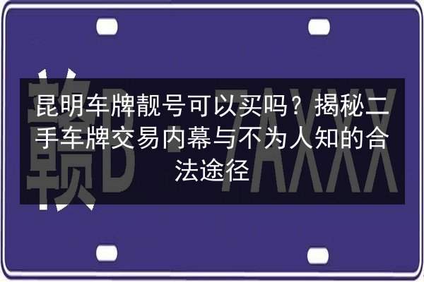 昆明车牌靓号可以买吗?揭秘二手车牌交易内幕与不为人知的合法途径 第2张 昆明车牌靓号可以买吗?揭秘二手车牌交易内幕与不为人知的合法途径 第2张