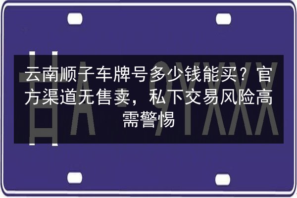 云南顺子车牌号多少钱能买？官方渠道无售卖，私下交易风险高需警惕 第2张