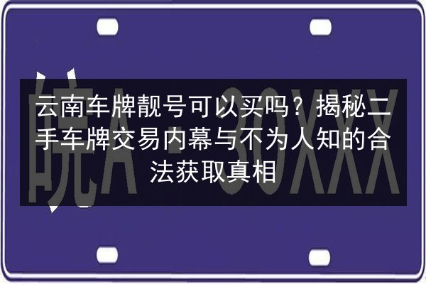 云南车牌靓号可以买吗?揭秘二手车牌交易内幕与不为人知的合法获取真相 第3张 云南车牌靓号可以买吗?揭秘二手车牌交易内幕与不为人知的合法获取真相 第3张