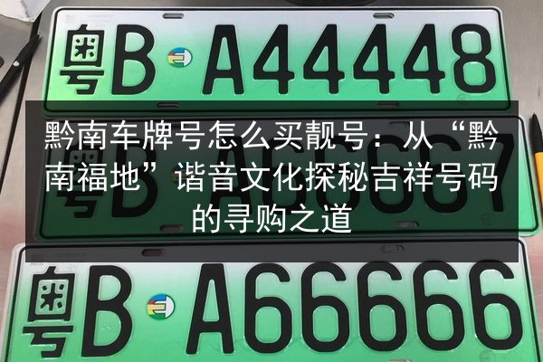 黔南车牌号怎么买靓号:从“黔南福地”谐音文化探秘吉祥号码的寻购之道 第2张 黔南车牌号怎么买靓号:从“黔南福地”谐音文化探秘吉祥号码的寻购之道 第2张