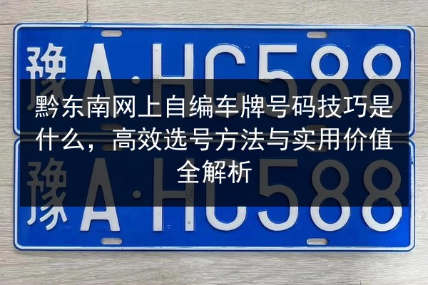 黔东南网上自编车牌号码技巧是什么，高效选号方法与实用价值全解析 第3张