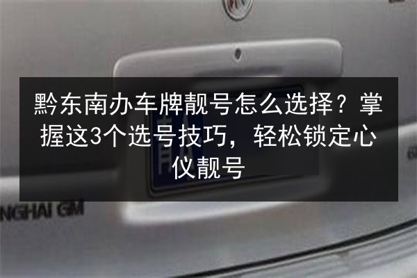 黔东南办车牌靓号怎么选择?掌握这3个选号技巧,轻松锁定心仪靓号 第2张 黔东南办车牌靓号怎么选择?掌握这3个选号技巧,轻松锁定心仪靓号 第2张