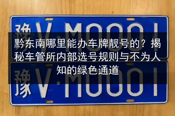 黔东南哪里能办车牌靓号的?揭秘车管所内部选号规则与不为人知的绿色通道 第2张 黔东南哪里能办车牌靓号的?揭秘车管所内部选号规则与不为人知的绿色通道 第2张