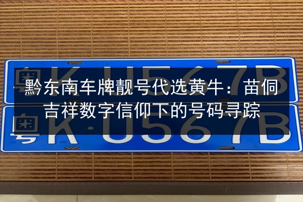 黔东南车牌靓号代选黄牛:苗侗吉祥数字信仰下的号码寻踪 第2张 黔东南车牌靓号代选黄牛:苗侗吉祥数字信仰下的号码寻踪 第2张