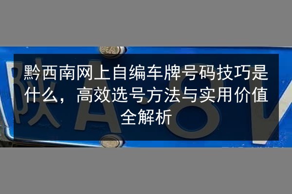 黔西南网上自编车牌号码技巧是什么，高效选号方法与实用价值全解析 第2张