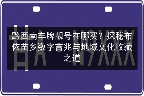 黔西南车牌靓号在哪买?探秘布依苗乡数字吉兆与地域文化收藏之道 第2张 黔西南车牌靓号在哪买?探秘布依苗乡数字吉兆与地域文化收藏之道 第2张