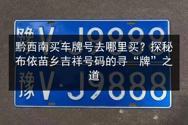 黔西南买车牌号去哪里买？探秘布依苗乡吉祥号码的寻“牌”之道 第2张