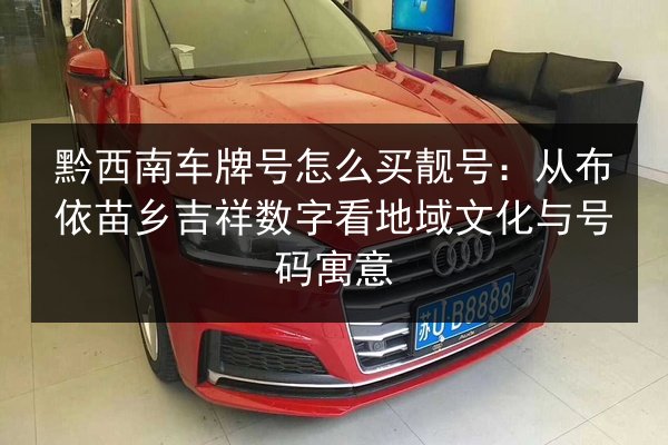 黔西南车牌号怎么买靓号：从布依苗乡吉祥数字看地域文化与号码寓意 第3张