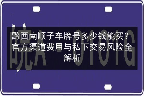 黔西南顺子车牌号多少钱能买?官方渠道费用与私下交易风险全解析 第3张 黔西南顺子车牌号多少钱能买?官方渠道费用与私下交易风险全解析 第3张
