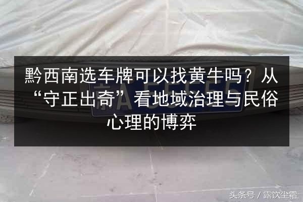 黔西南选车牌可以找黄牛吗?从“守正出奇”看地域治理与民俗心理的博弈 第2张 黔西南选车牌可以找黄牛吗?从“守正出奇”看地域治理与民俗心理的博弈 第2张