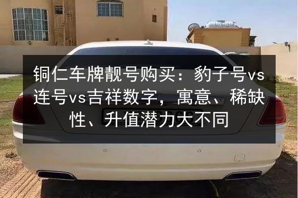 铜仁车牌靓号购买:豹子号vs连号vs吉祥数字,寓意、稀缺性、升值潜力大不同 第1张 铜仁车牌靓号购买:豹子号vs连号vs吉祥数字,寓意、稀缺性、升值潜力大不同 第1张