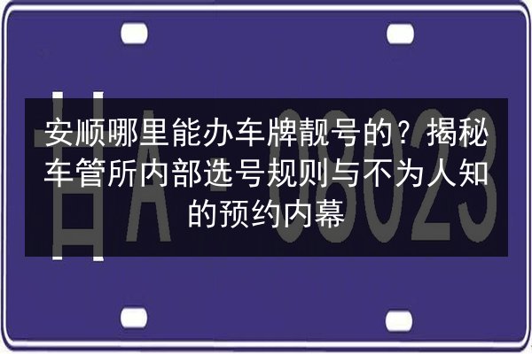 安顺哪里能办车牌靓号的?揭秘车管所内部选号规则与不为人知的预约内幕 第2张 安顺哪里能办车牌靓号的?揭秘车管所内部选号规则与不为人知的预约内幕 第2张
