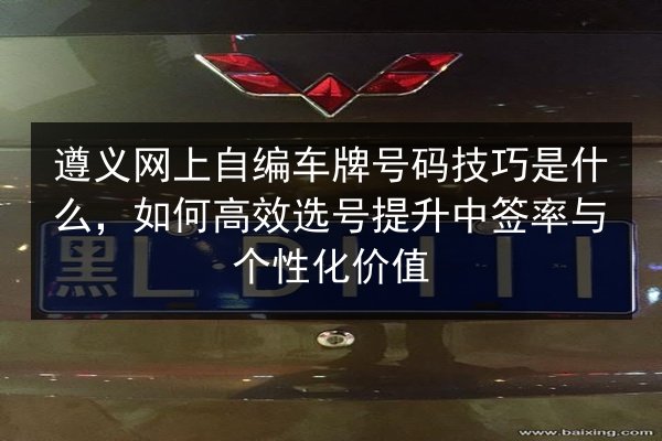 遵义网上自编车牌号码技巧是什么，如何高效选号提升中签率与个性化价值 第2张