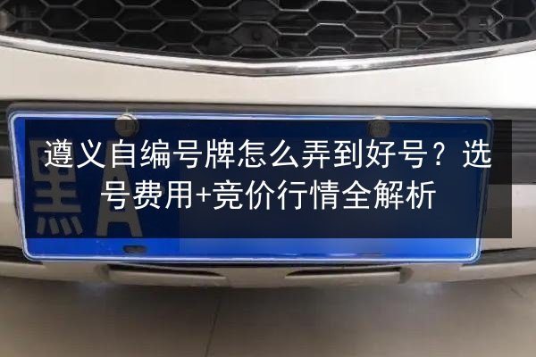 遵义自编号牌怎么弄到好号？选号费用+竞价行情全解析 第3张