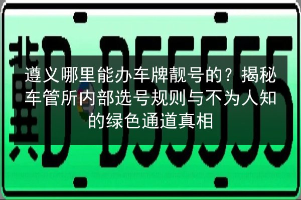 遵义哪里能办车牌靓号的？揭秘车管所内部选号规则与不为人知的绿色通道真相 第2张