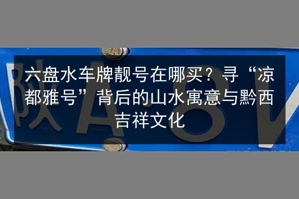 六盘水车牌靓号在哪买?寻“凉都雅号”背后的山水寓意与黔西吉祥文化 第3张 六盘水车牌靓号在哪买?寻“凉都雅号”背后的山水寓意与黔西吉祥文化 第3张