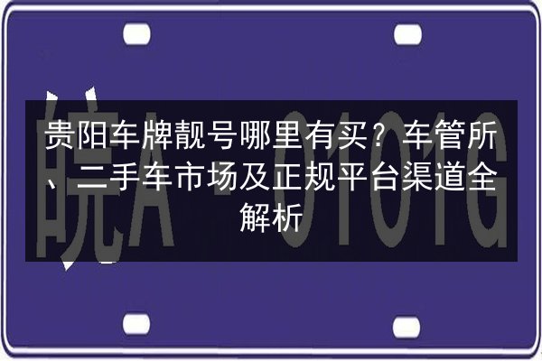 贵阳车牌靓号哪里有买？车管所、二手车市场及正规平台渠道全解析 第3张