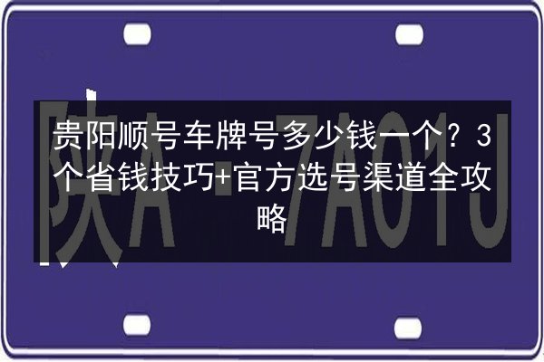 贵阳顺号车牌号多少钱一个？3个省钱技巧+官方选号渠道全攻略 第2张