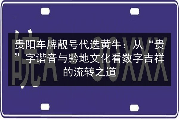 贵阳车牌靓号代选黄牛:从“贵”字谐音与黔地文化看数字吉祥的流转之道 第2张 贵阳车牌靓号代选黄牛:从“贵”字谐音与黔地文化看数字吉祥的流转之道 第2张