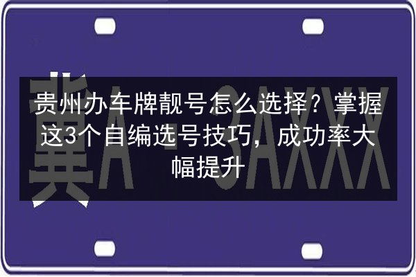 贵州办车牌靓号怎么选择？掌握这3个自编选号技巧，成功率大幅提升 第2张
