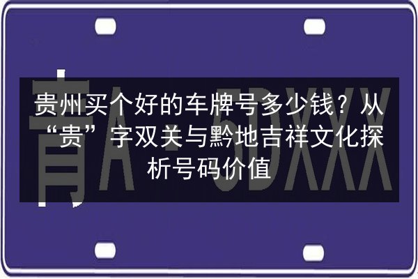 贵州买个好的车牌号多少钱？从“贵”字双关与黔地吉祥文化探析号码价值 第3张