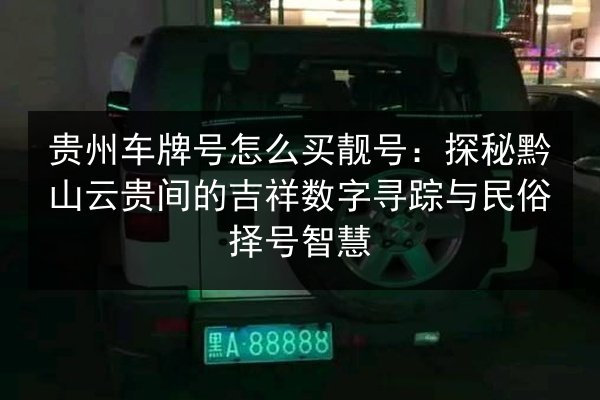 贵州车牌号怎么买靓号：探秘黔山云贵间的吉祥数字寻踪与民俗择号智慧 第2张
