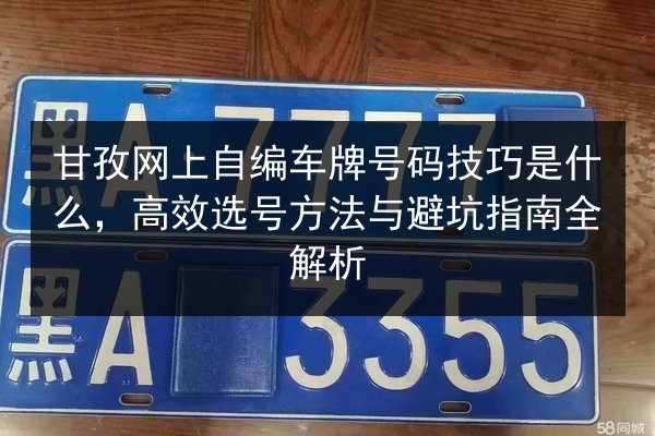 甘孜网上自编车牌号码技巧是什么，高效选号方法与避坑指南全解析 第2张