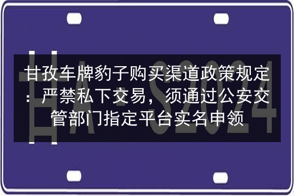 甘孜车牌豹子购买渠道政策规定:严禁私下交易,须通过公安交管部门指定平台实名申领 第2张 甘孜车牌豹子购买渠道政策规定:严禁私下交易,须通过公安交管部门指定平台实名申领 第2张