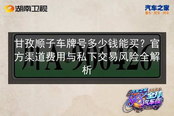 甘孜顺子车牌号多少钱能买?官方渠道费用与私下交易风险全解析 第3张 甘孜顺子车牌号多少钱能买?官方渠道费用与私下交易风险全解析 第3张
