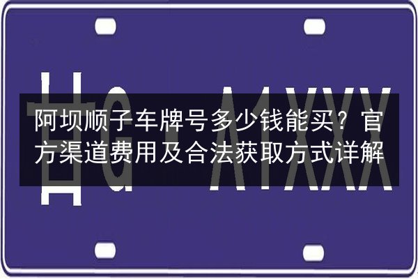 阿坝顺子车牌号多少钱能买?官方渠道费用及合法获取方式详解 第2张 阿坝顺子车牌号多少钱能买?官方渠道费用及合法获取方式详解 第2张