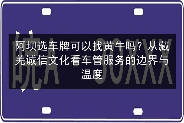 阿坝选车牌可以找黄牛吗?从藏羌诚信文化看车管服务的边界与温度 第3张 阿坝选车牌可以找黄牛吗?从藏羌诚信文化看车管服务的边界与温度 第3张