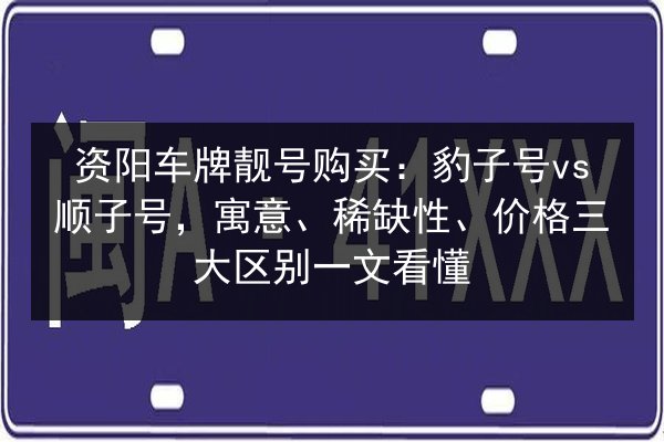 资阳车牌靓号购买：豹子号vs顺子号，寓意、稀缺性、价格三大区别一文看懂 第2张