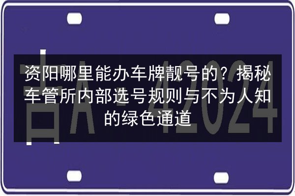 资阳哪里能办车牌靓号的?揭秘车管所内部选号规则与不为人知的绿色通道 第2张 资阳哪里能办车牌靓号的?揭秘车管所内部选号规则与不为人知的绿色通道 第2张