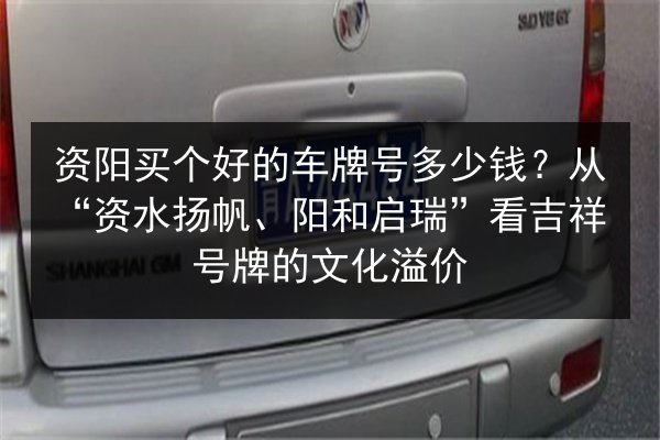 资阳买个好的车牌号多少钱？从“资水扬帆、阳和启瑞”看吉祥号牌的文化溢价 第2张