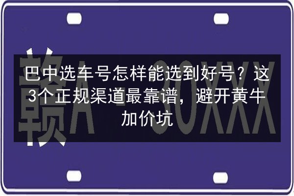 巴中选车号怎样能选到好号？这3个正规渠道最靠谱，避开黄牛加价坑 第3张